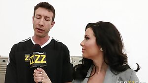 Busty sports journalist Veronica Avluv gang-banged in locker room