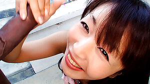 Asian girl Marica Hase got on her knees and sucked that black shlong