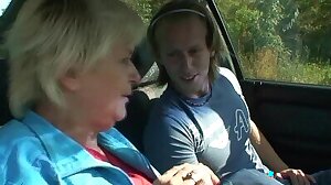 Old granny gets nailed in the car