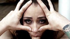 Brunette Avi Love gets her throat fucked in a rough way - Avi Love