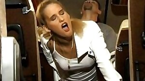 Blonde pushed to give ass on a bus