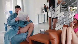 Dad cum in ally's step daughter Family Shares A Bed