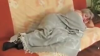 This guy surprises his naked sleeping stepmom with his cock