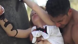 Brutal Dom Slamming Teens Pussy Outdoors