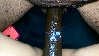 Chubby german MILF babe fucked with big black fake cock