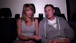 Hot busty German teen babe Paula Rowe paid for sex on a bus