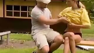 Skinny tall German blondie fucked hard outdoors