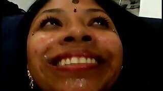 Indian Honey Gets Cum Facial In A Threesome