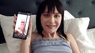 Nala Nova finds a dick pic on her steprbros phone and knows she wont stop until she has that cock inside her bald pussy