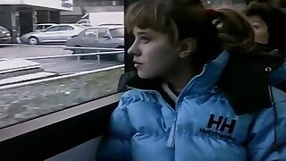 Schoolgirl enjoy banana
