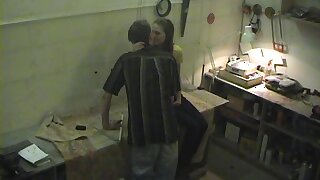 Amateur voyeur fucking, Amateur voyeur with girl losing cloths and fucking in workshop