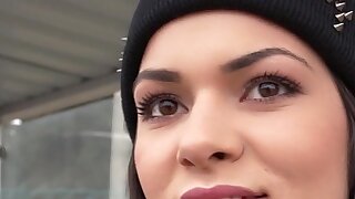 Hungarian amateur fucks for cash, Dude offers cash for flashing in public to sexy brunette Hungarian amateur babe and after she accepts offer he takes her home where fucks her hot body