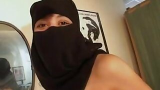 French slut with Arab parents fucked hard in Niqab, An Arab French slut wearing a hot Niqab gets banged like a whore on her first sex tape that you can watch here.