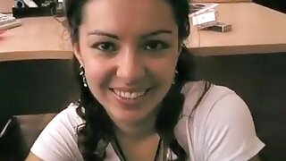 Hot Latina intern filmed POV giving her boss a blowjob and swallowing cum, Very attractive Latina intern agrees to give her boss a blowjob as he films her. She sucks his dick real good and then swallows his load.
