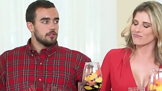 Cougar mommy Cory Chase cockrides in threeway, Cougar mommy Cory Chase rides in trio before sharing facial with Sydney Cole