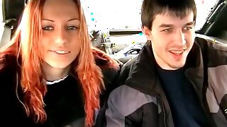 Young voyeur couple spied in fuck passion in taxi, When the cab driver told this bestial redhead and her boy-friend that they can feel free and fuck they were only laughing but hey it's not a bad idea at all! Gal sucked off the dick and saddled it having