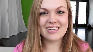 Bigcock loving pudgy teen swallowing sperm, Bigcock loving chubby teen swallowing cum after getting doggystyle pussyfucked