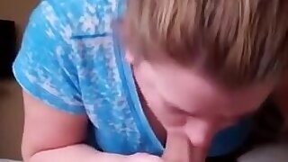 Chunky girlfriend swallows all the cum,