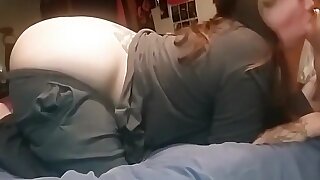 Curvy Blonde Shagged From Behind, After blowing her boyfriend's dick, this curvy blonde gets shagged from behind.