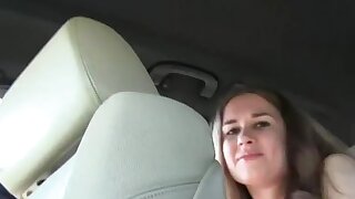 Hitchhiking amateur fucks for cash, Hitchhiking amateur babes takes a ride with Euro stranger and after he stops for a rest busty one sucks and fucks his big cock for cash