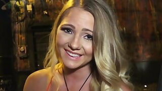 Stranded teen beauty sucks cock, Stranded blonde teen beauty sucks cock to stranger in his car then he pulled over and fucks her shaved pussy pov outdoors at night