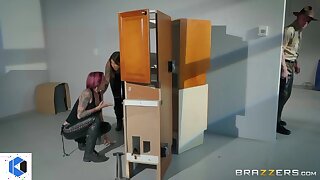 Alluring ladies love guy's big boner