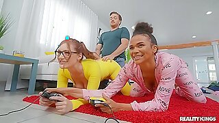 Nerdy Babes Alina Ali And Aria Kai Getting Fucked On The Floor