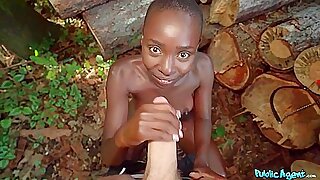 Erik Everhard - Short-haired Ebony Sucks White Pecker And Gets Fucked In The Woods