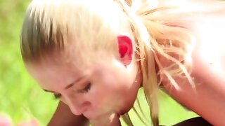 Blonde teen likes to fuck outdoors