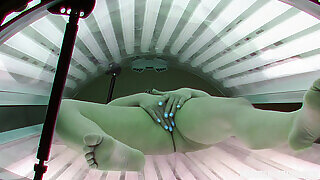 Hidden Cam Young Girl is Touching her Pussy in Solarium